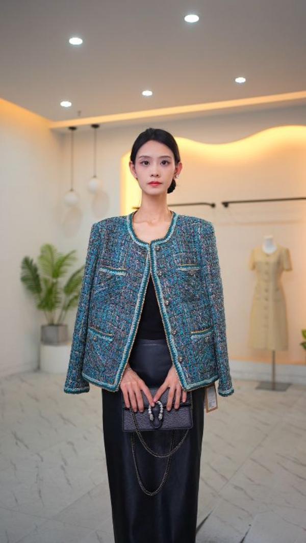 【孔雀蓝】CO家2025秋款高级感气质名媛小香风外套女法式上衣