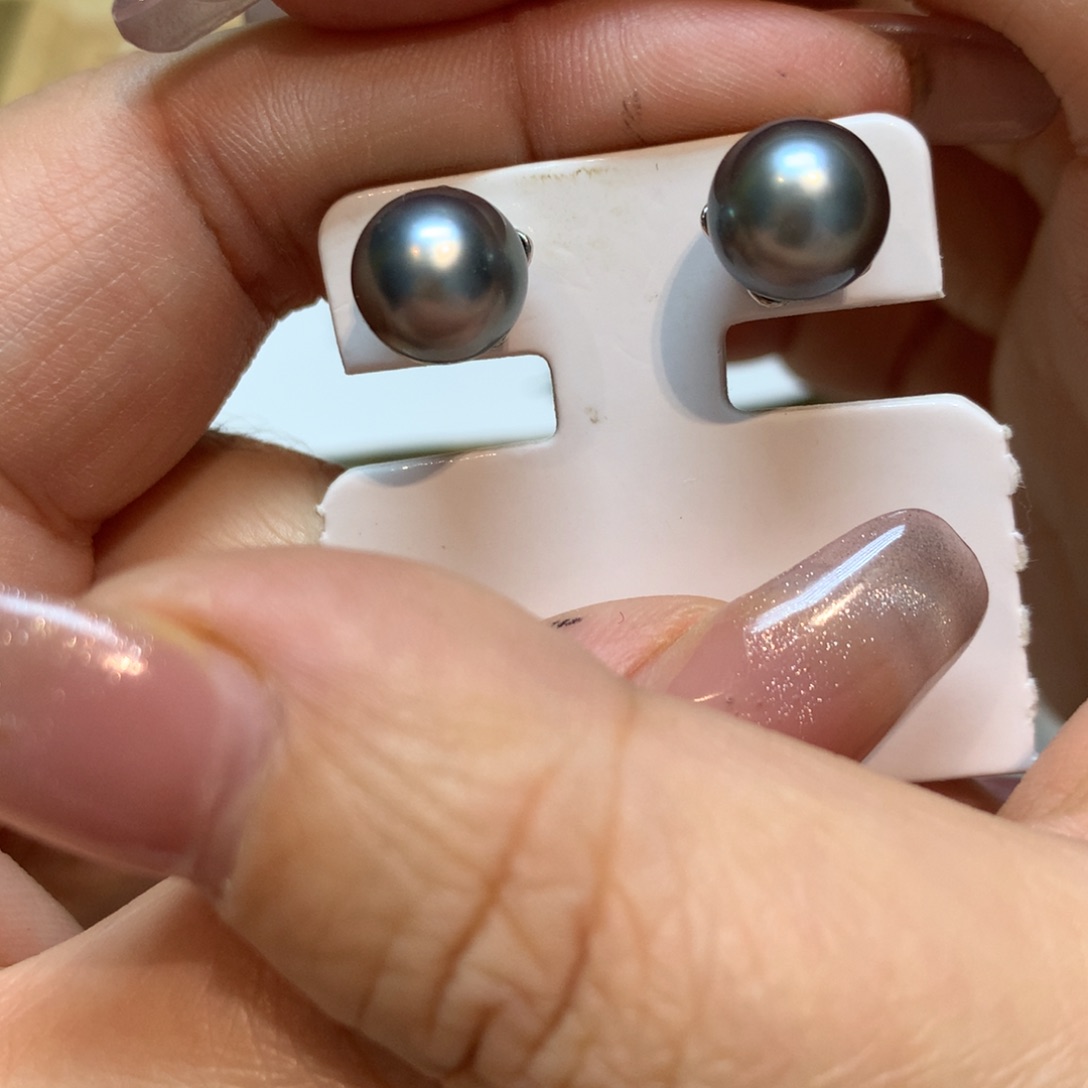 海水珍珠耳饰银S925镶嵌