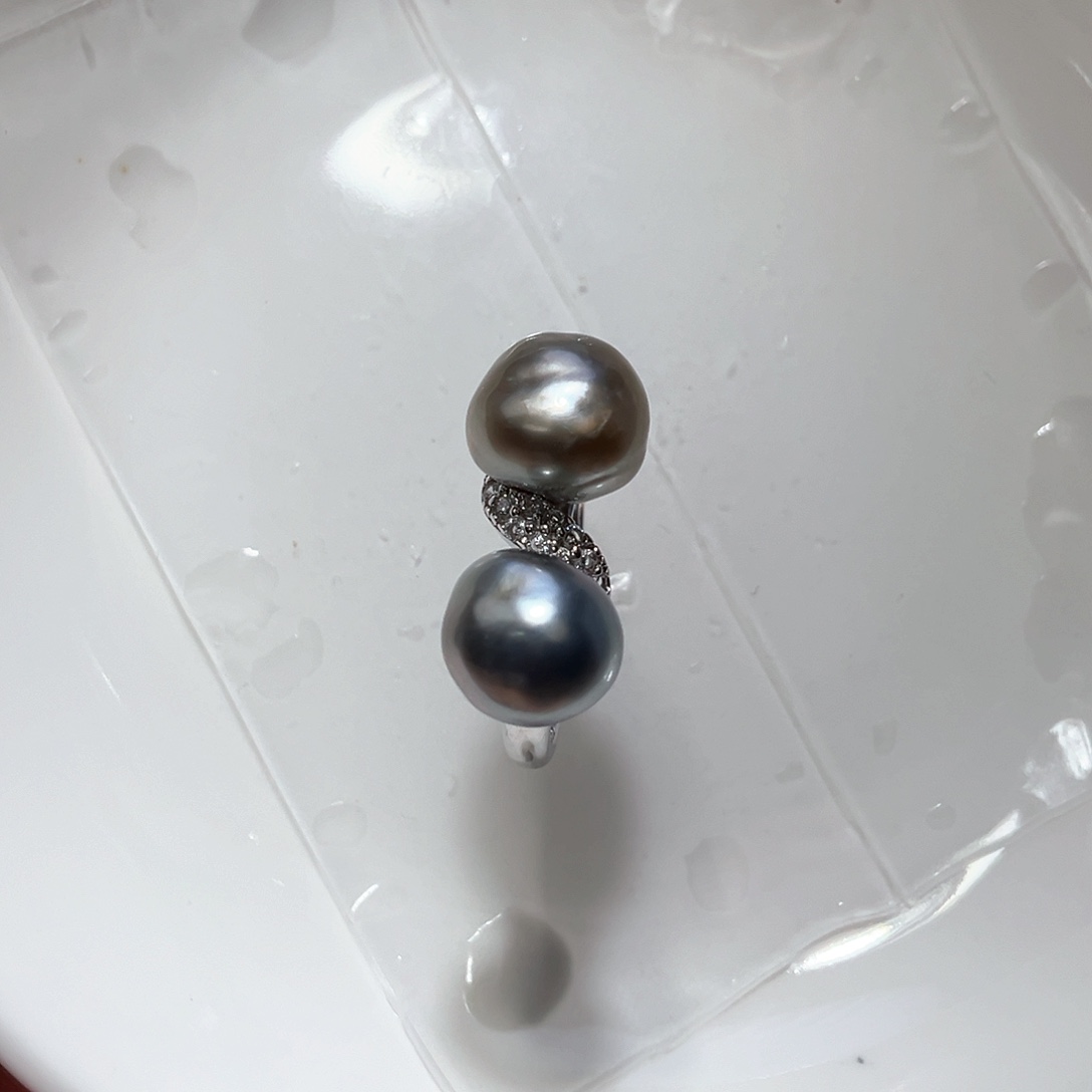 海水珍珠戒圈银S925镶嵌