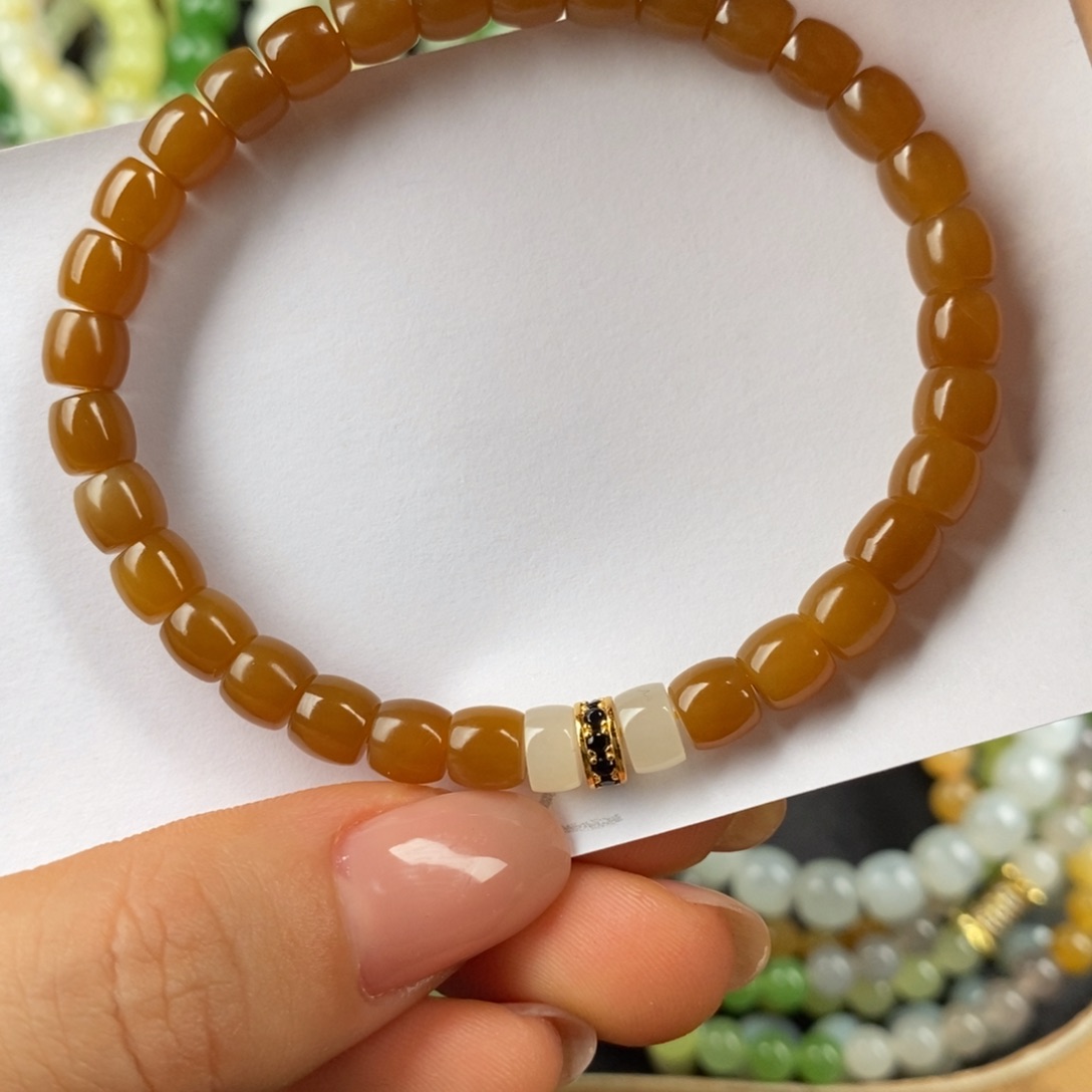 和田玉未镶嵌手串金山糖设计款