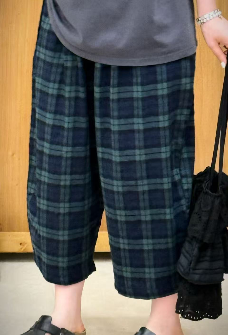 韩国正品不支持退换/NI/格子抽绳布裤/0504/10/25/10