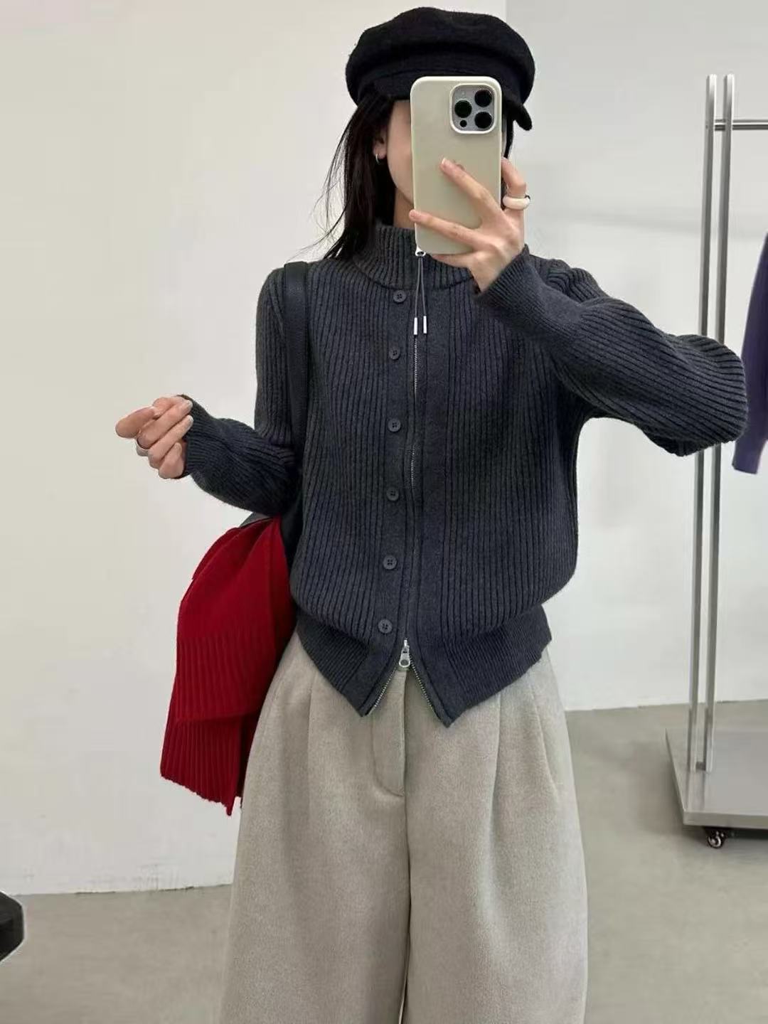 格调美美6145韩版设计感小众针织开衫上衣女秋冬