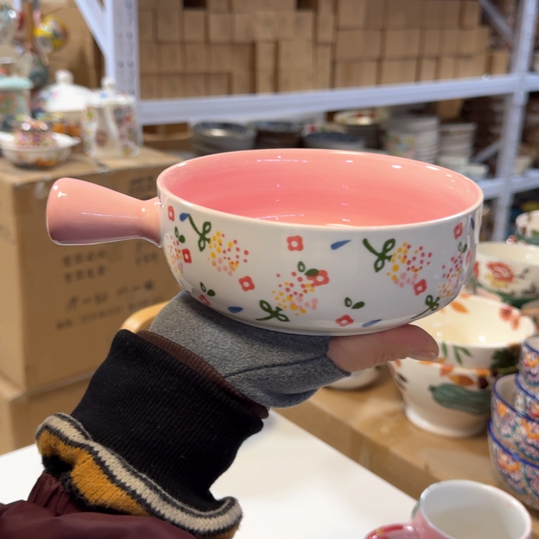 陶瓷6英寸手柄碗一只看图