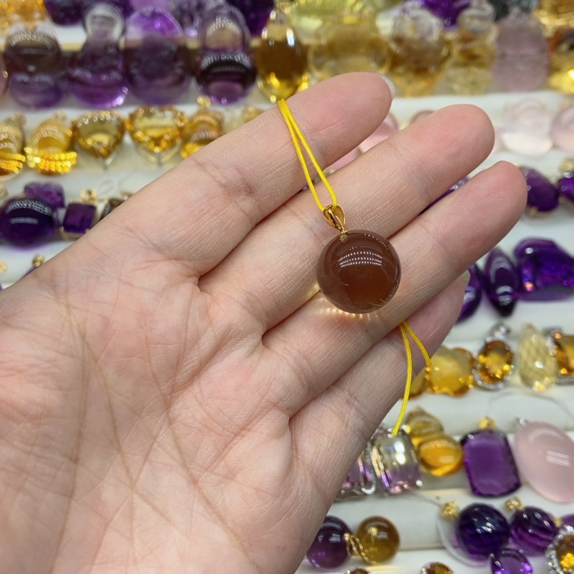 【闪购商品】水晶水晶吊坠18K金镶嵌