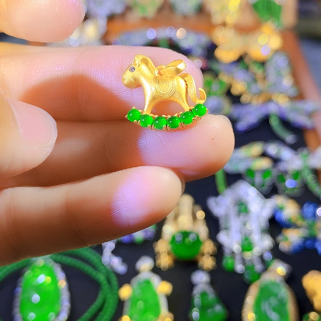 吊坠(不含链)银S925镶嵌翡翠