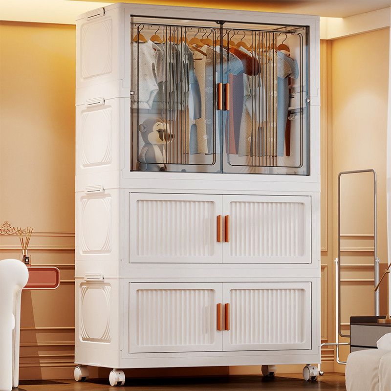 T90CM儿童衣柜透明大号收纳柜大容量挂衣橱家用衣服收纳箱置物架