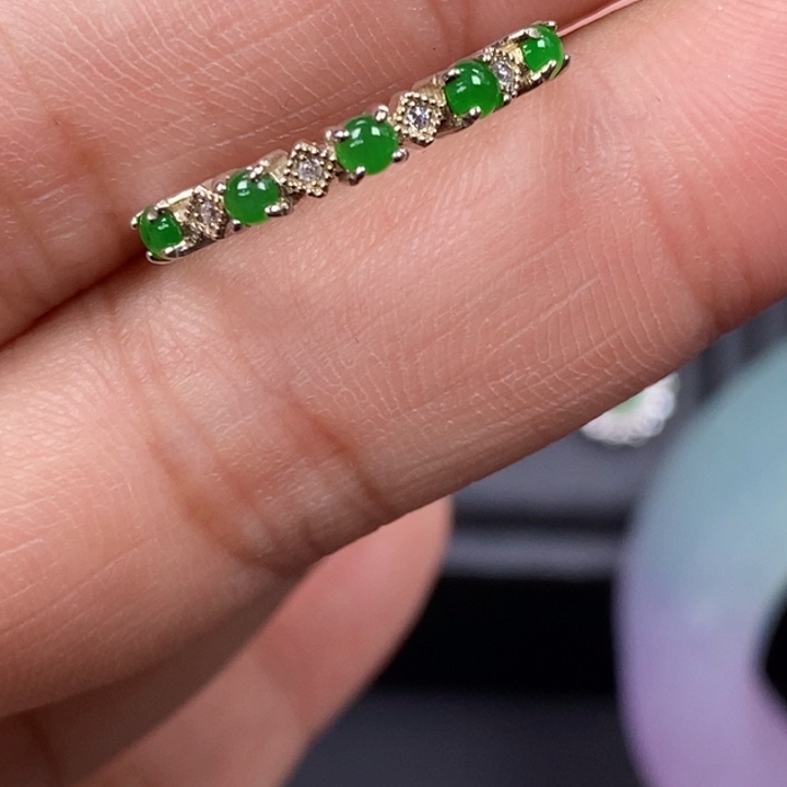 翡翠银S925镶嵌颈饰戒指