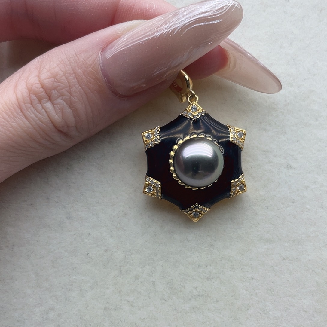 银S925镶嵌海水珍珠吊坠78