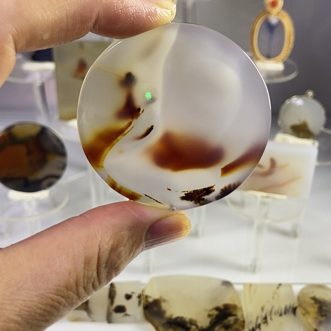 合成碳硅石非金属时尚图纹画面石饰品