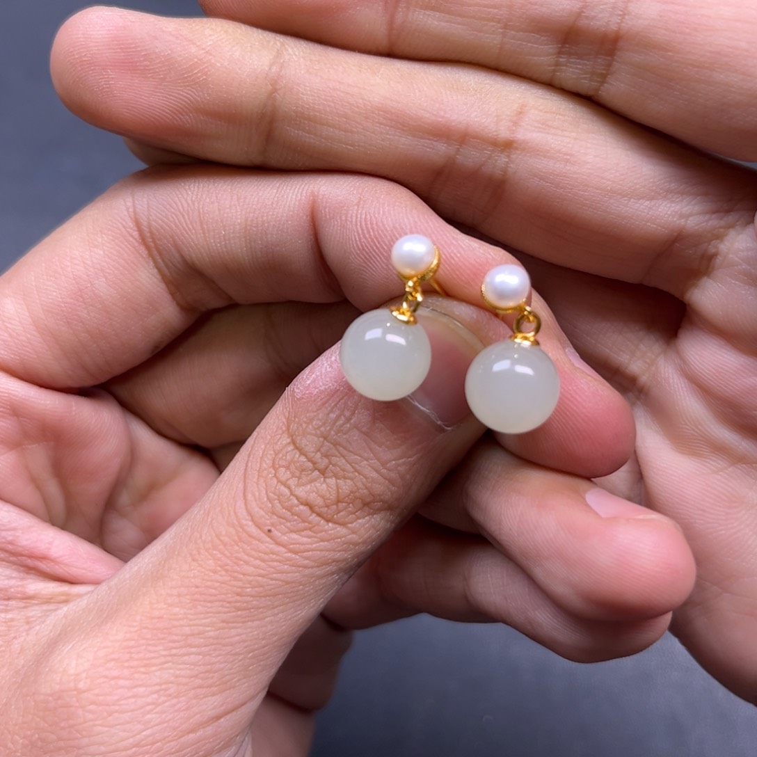 和田玉颈饰银S925镶嵌