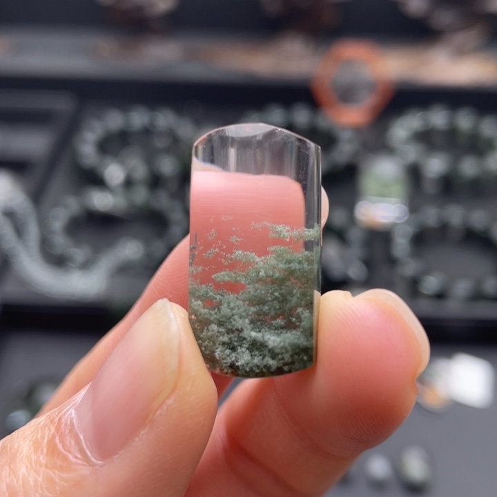 颈饰水晶未镶嵌绿幽灵聚宝盆吊坠