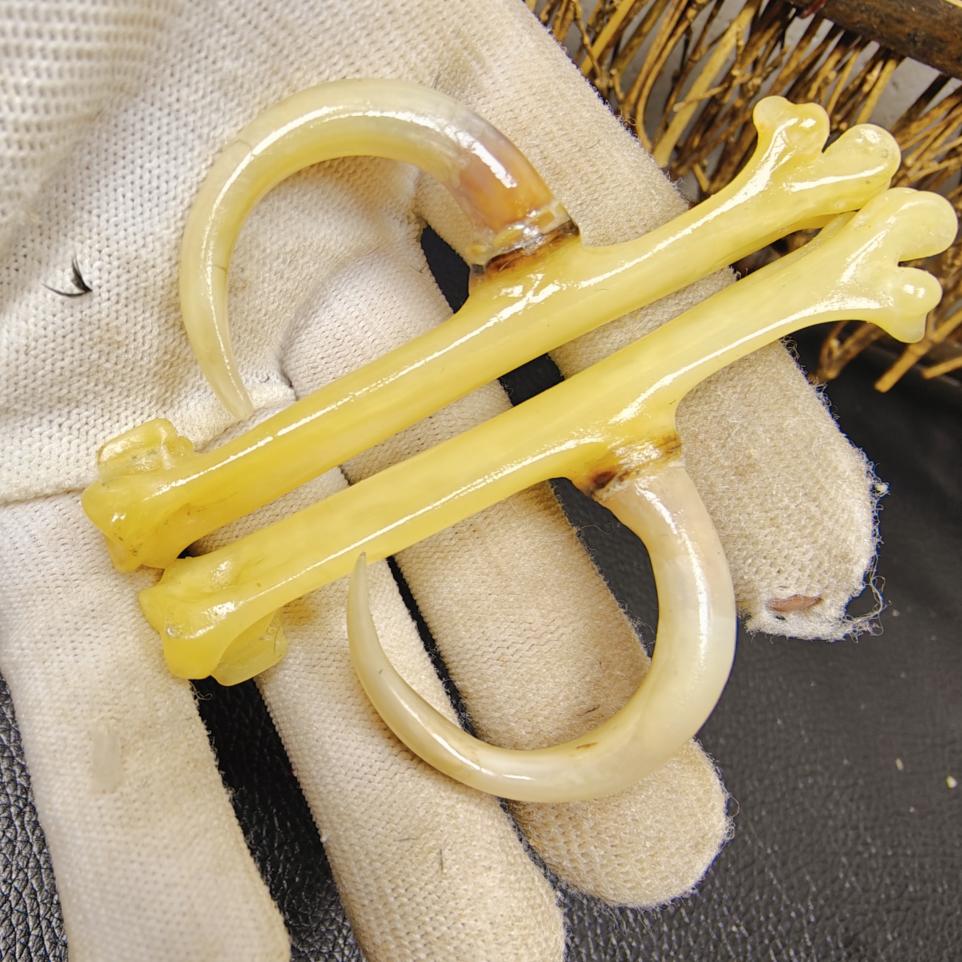 沉醉骨艺水墨弯钩一对