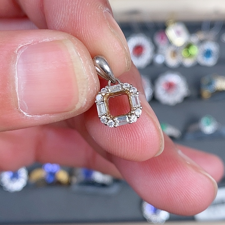 碧玺吊坠(不含链)银S925镶嵌