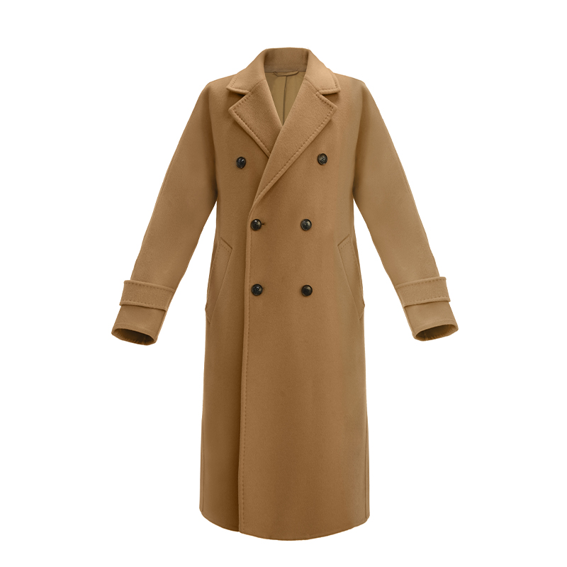 戈思蒂G26099男士气质时尚休闲百搭黑色中长款翻领秋冬羊绒大衣