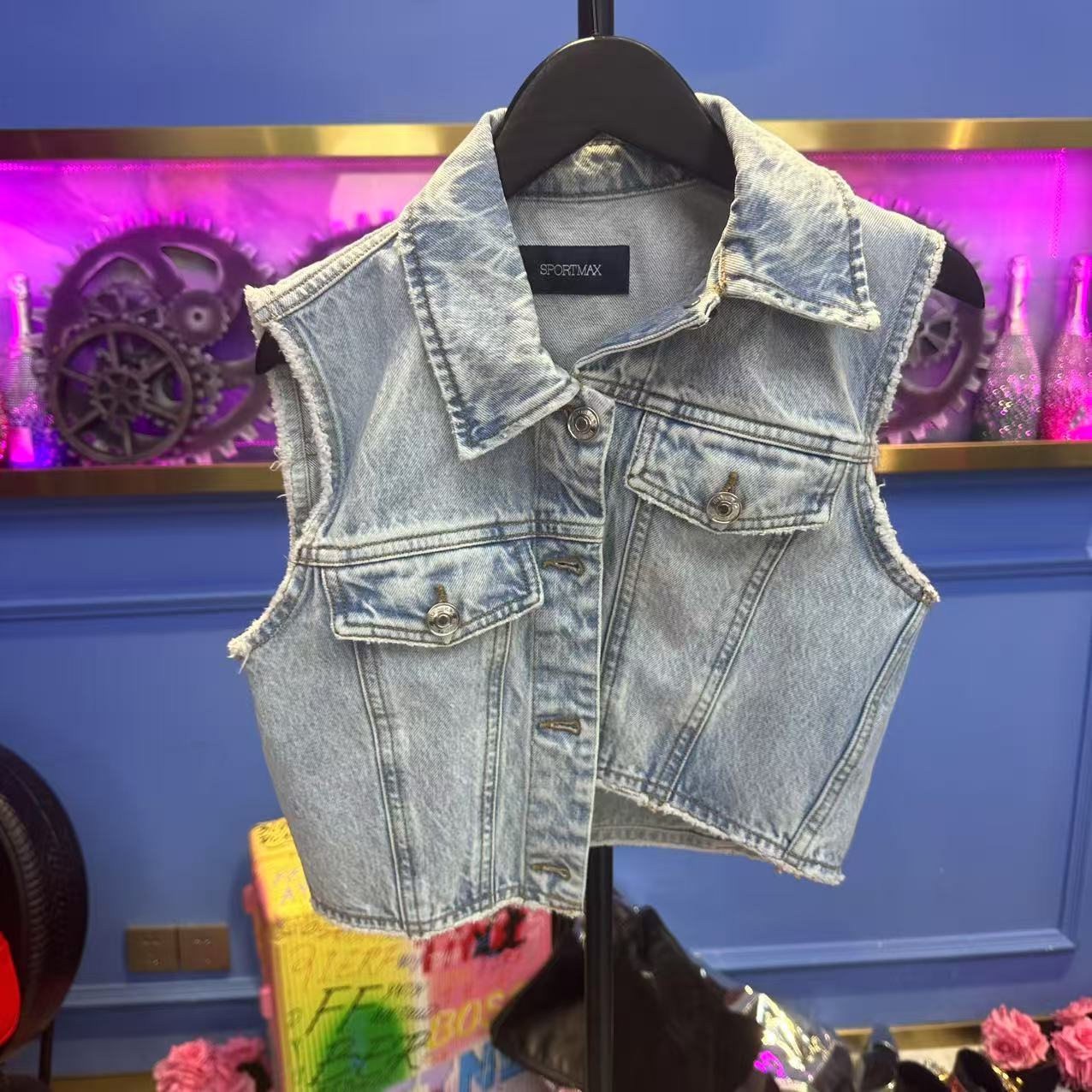 A81444 设计师款时尚女性牛仔马甲