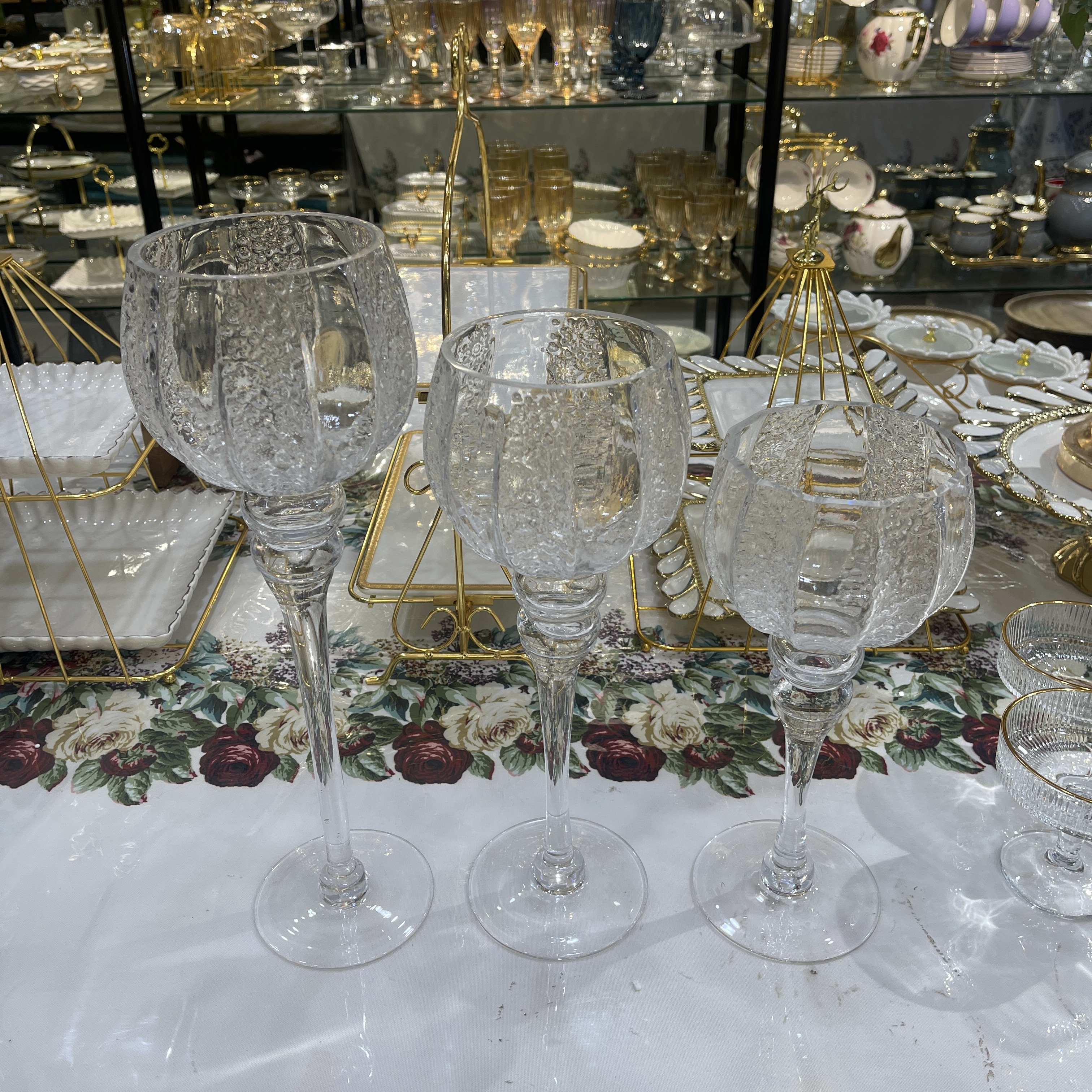 高档波纹三件高脚杯