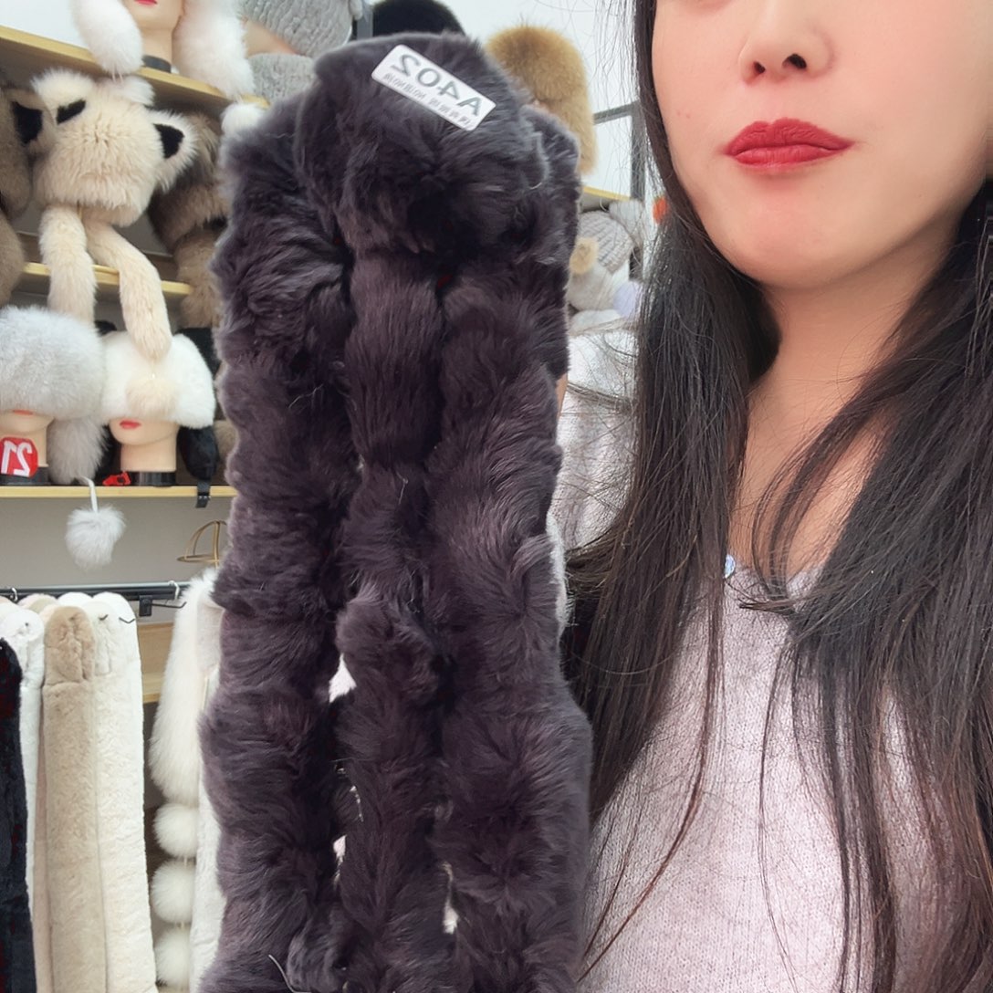 兔毛402深灰瑕疵围巾