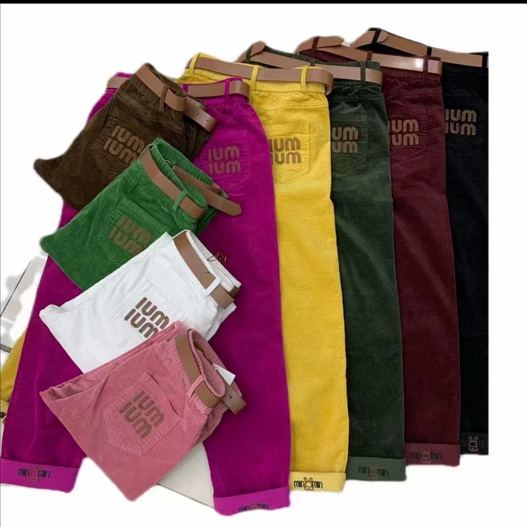 2025新款时尚百搭纯色灯芯绒高腰遮肉显瘦休闲哈伦裤松紧腰老爹裤