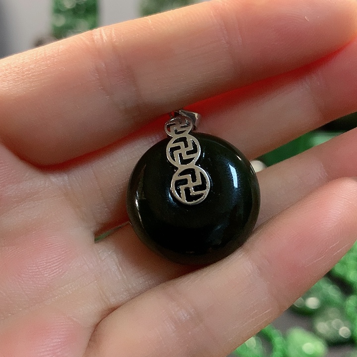 和田玉（碧玉）颈饰银S925镶嵌彤