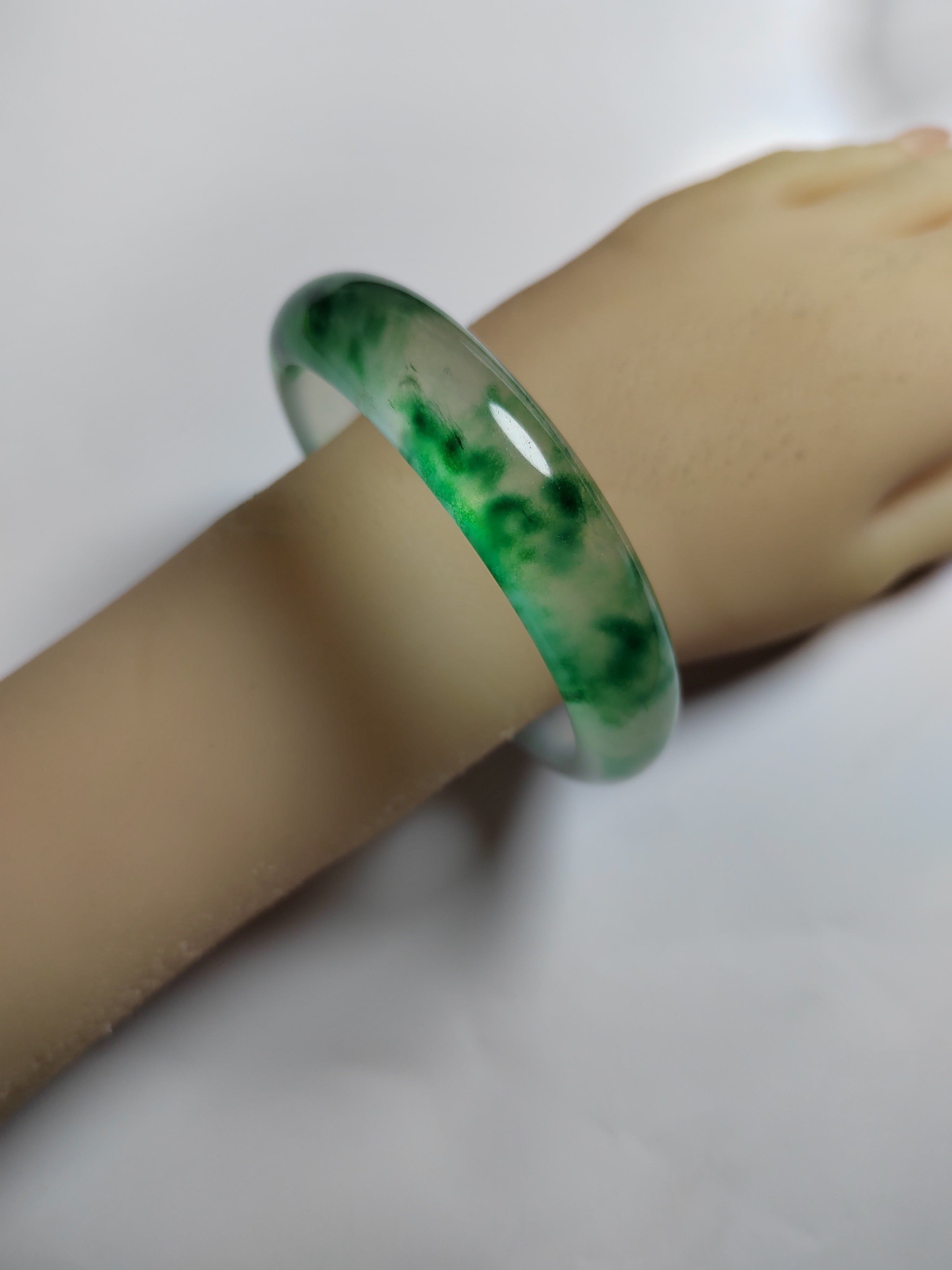 3号-60-61圈口-缅风飘花玉石玉手镯-正品保障