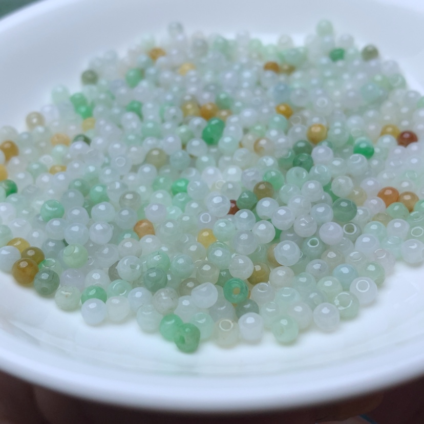 【闪购商品】翡翠散珠卡3.2冰淡三彩100个