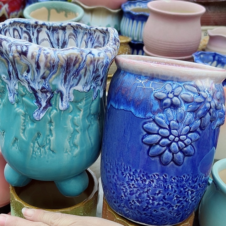 多肉绿植陶瓷花盆9.9包邮，有孔