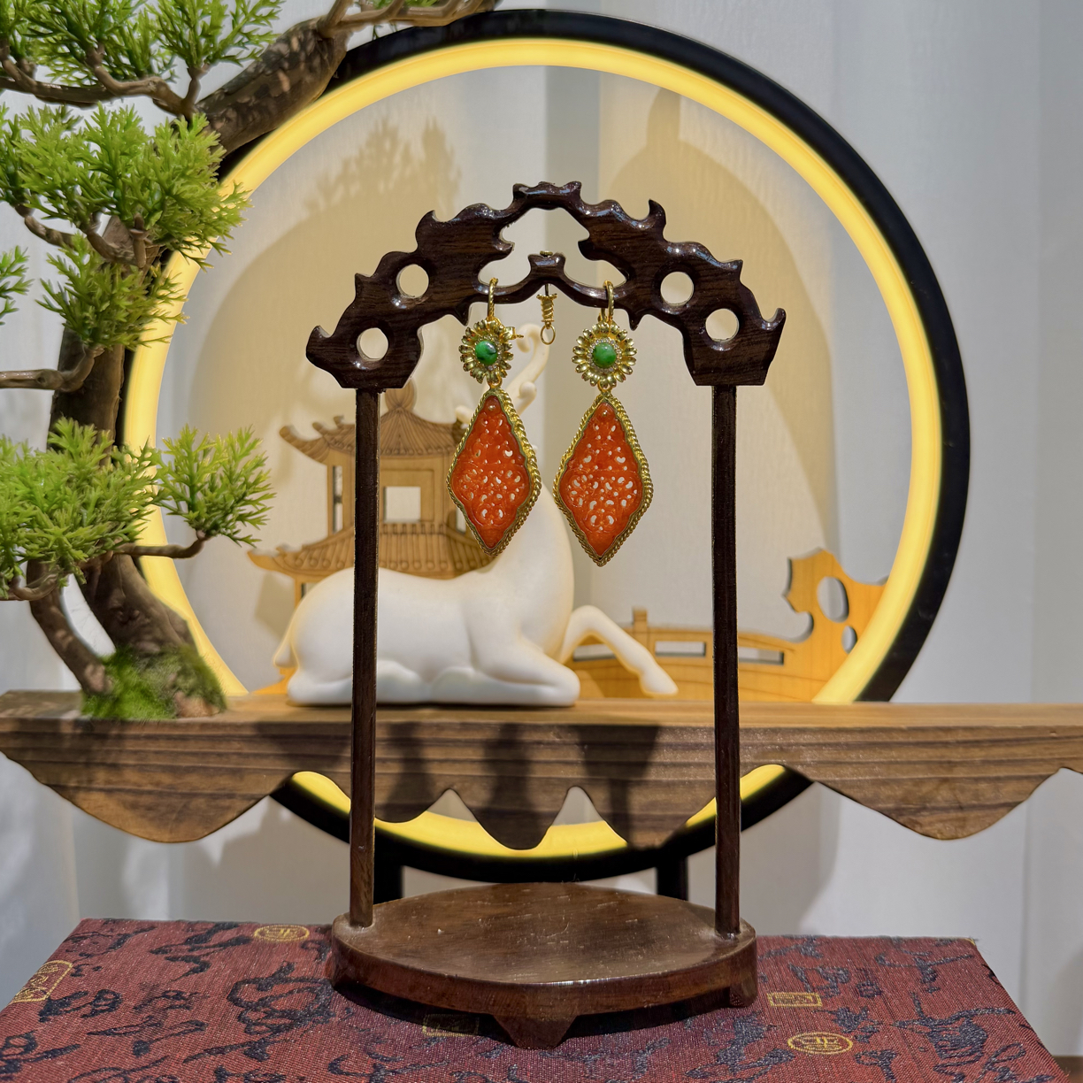 天然A货翡翠耳饰