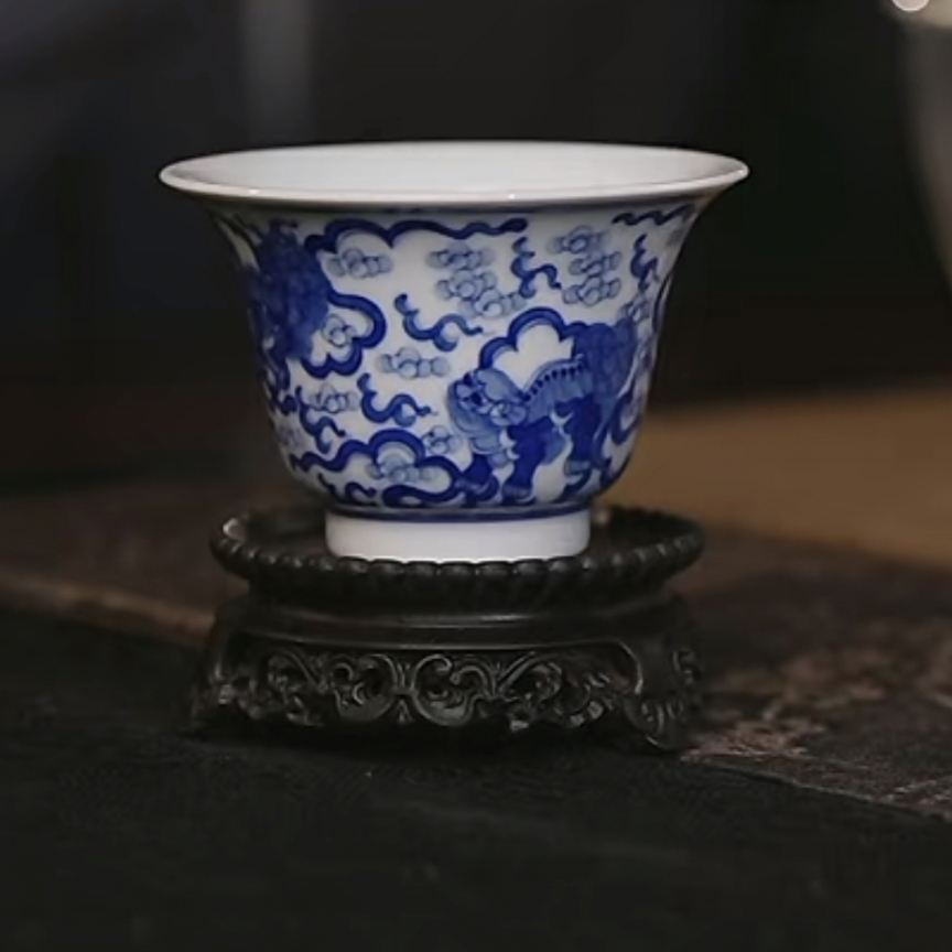 【黄老邪真选】觉山隐窑｜青花狮子纹岩茶杯主人杯品茗杯茶具陶瓷