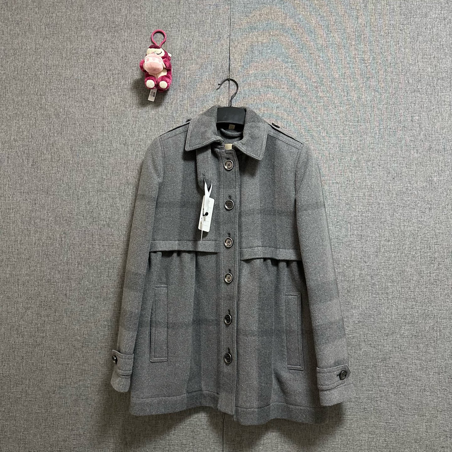 95新 BURBERRY/博柏利 UK8/灰色大衣/r1056