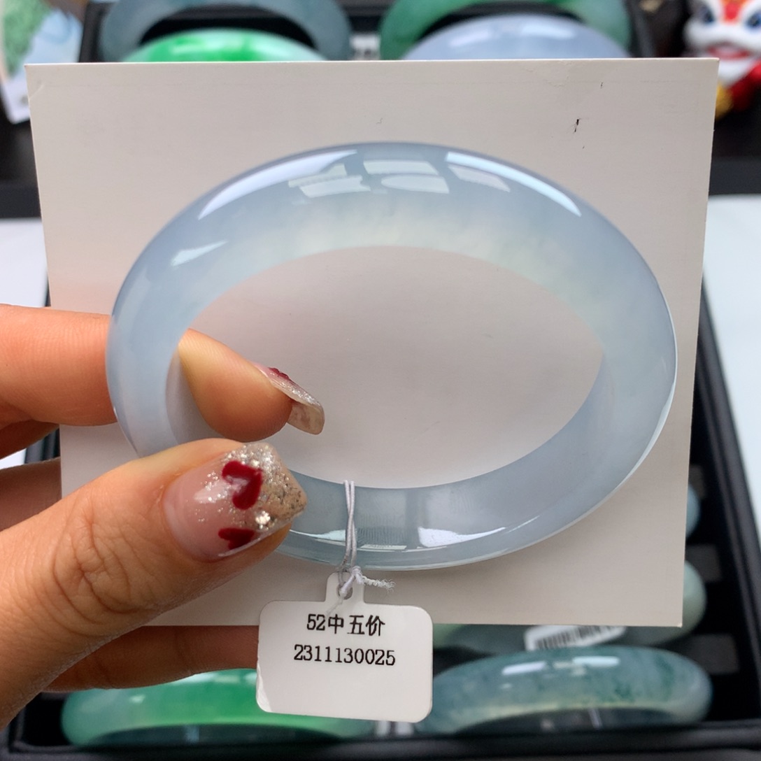 翡翠手镯未镶嵌53冰胶蓝紫正圈