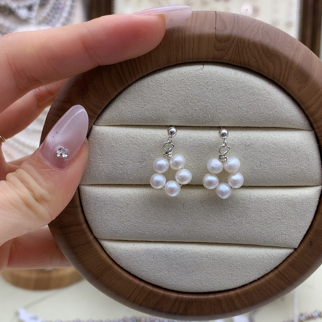 淡水珍珠耳饰银S925镶嵌