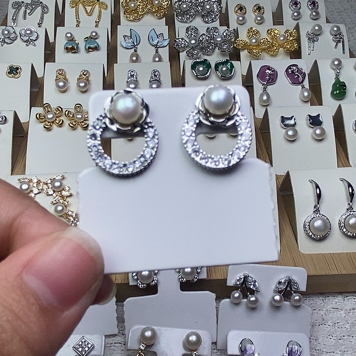 耳饰银S925镶嵌淡水珍珠