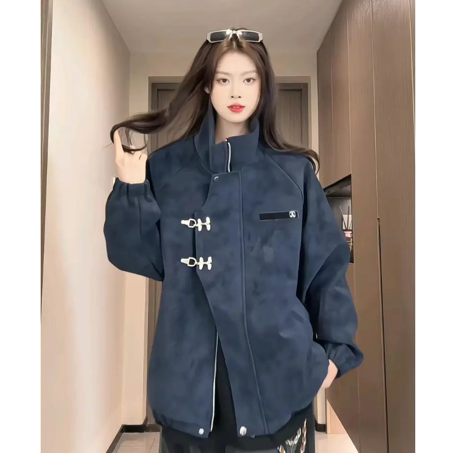 PLQV2025秋冬季cleanfit扎染中式风休闲外套百搭冲锋衣立领情侣潮