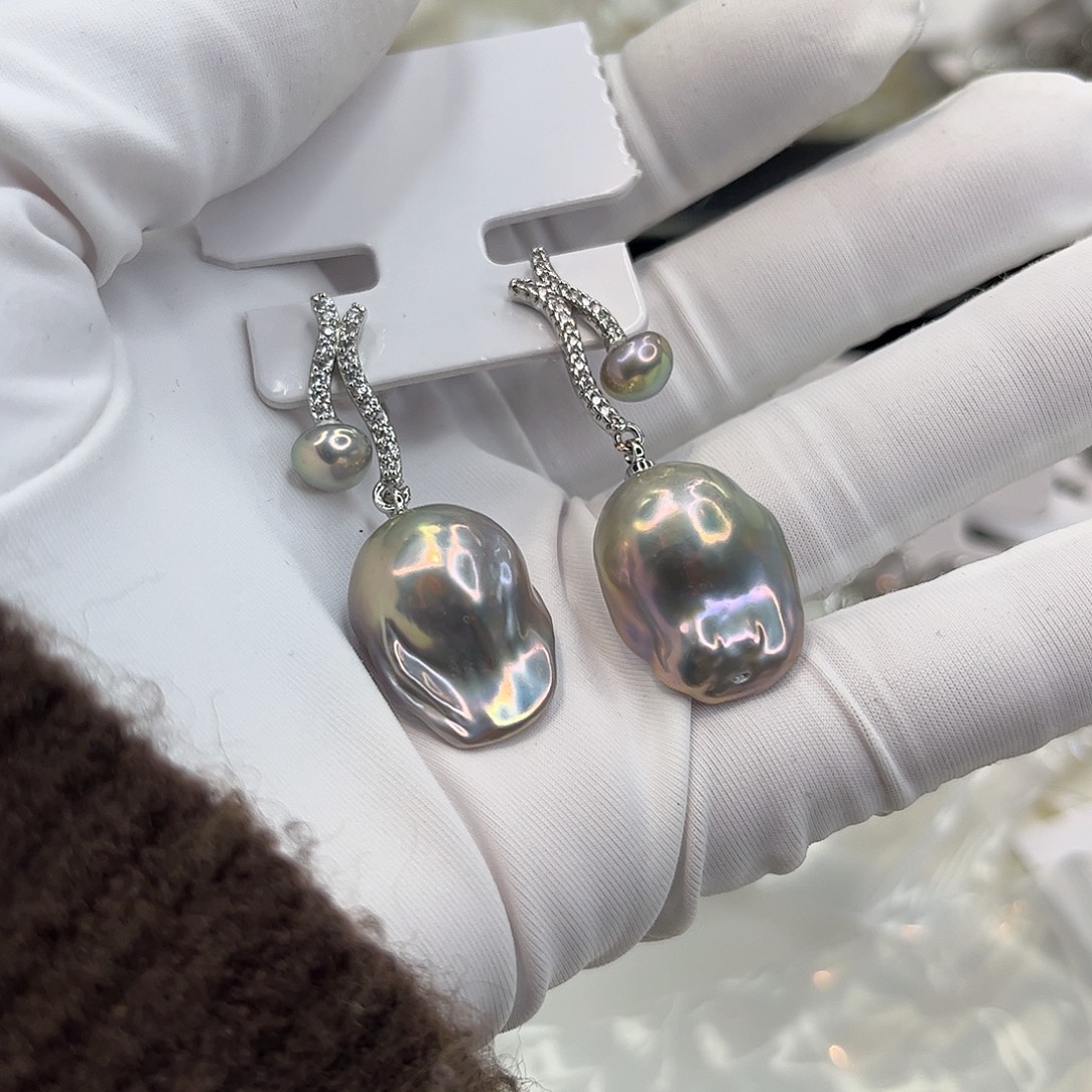 淡水珍珠耳饰合金