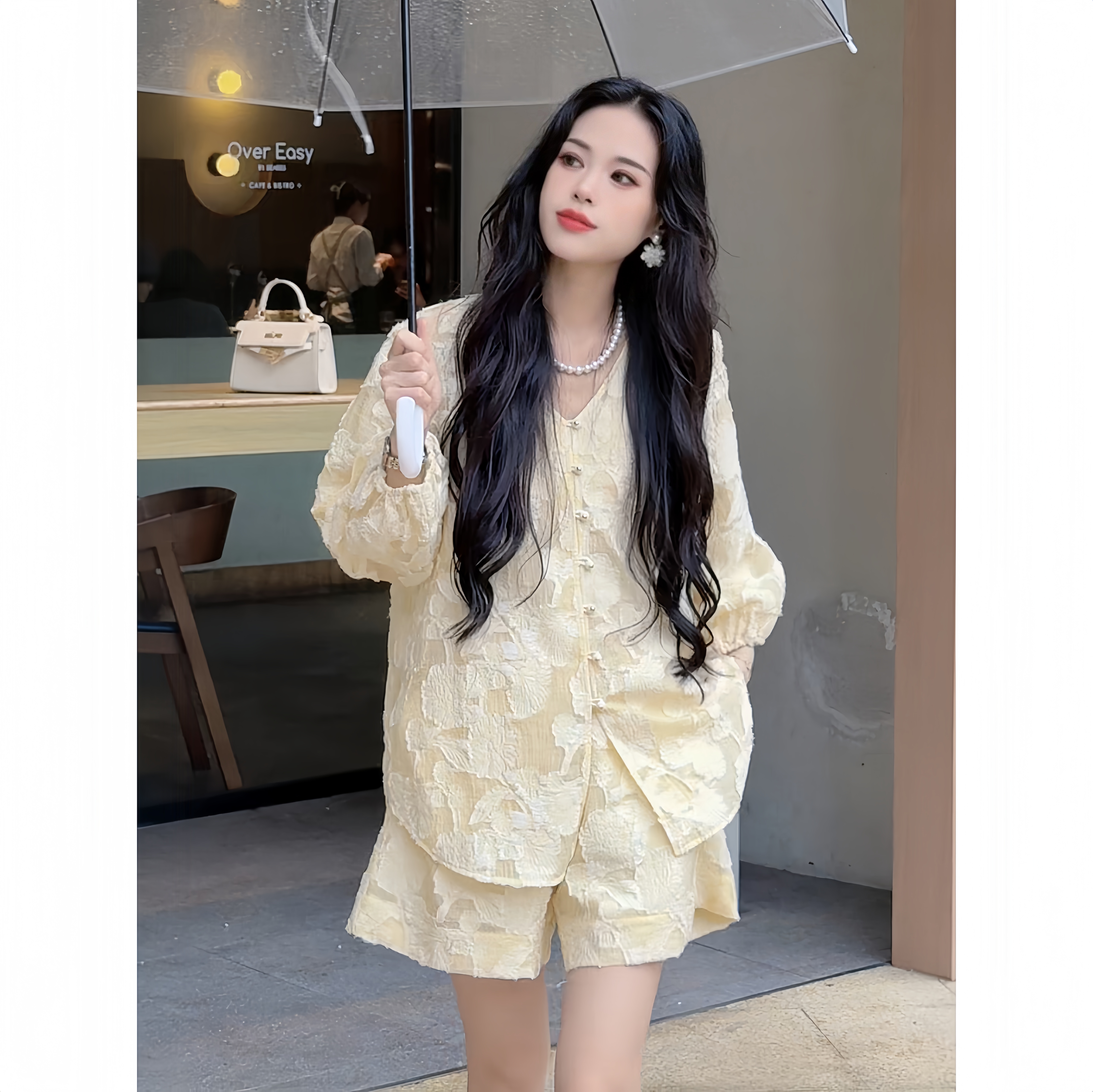 云妃雪 老钱风小香风慵懒风休闲风时尚套装重工女装提花上衣时尚