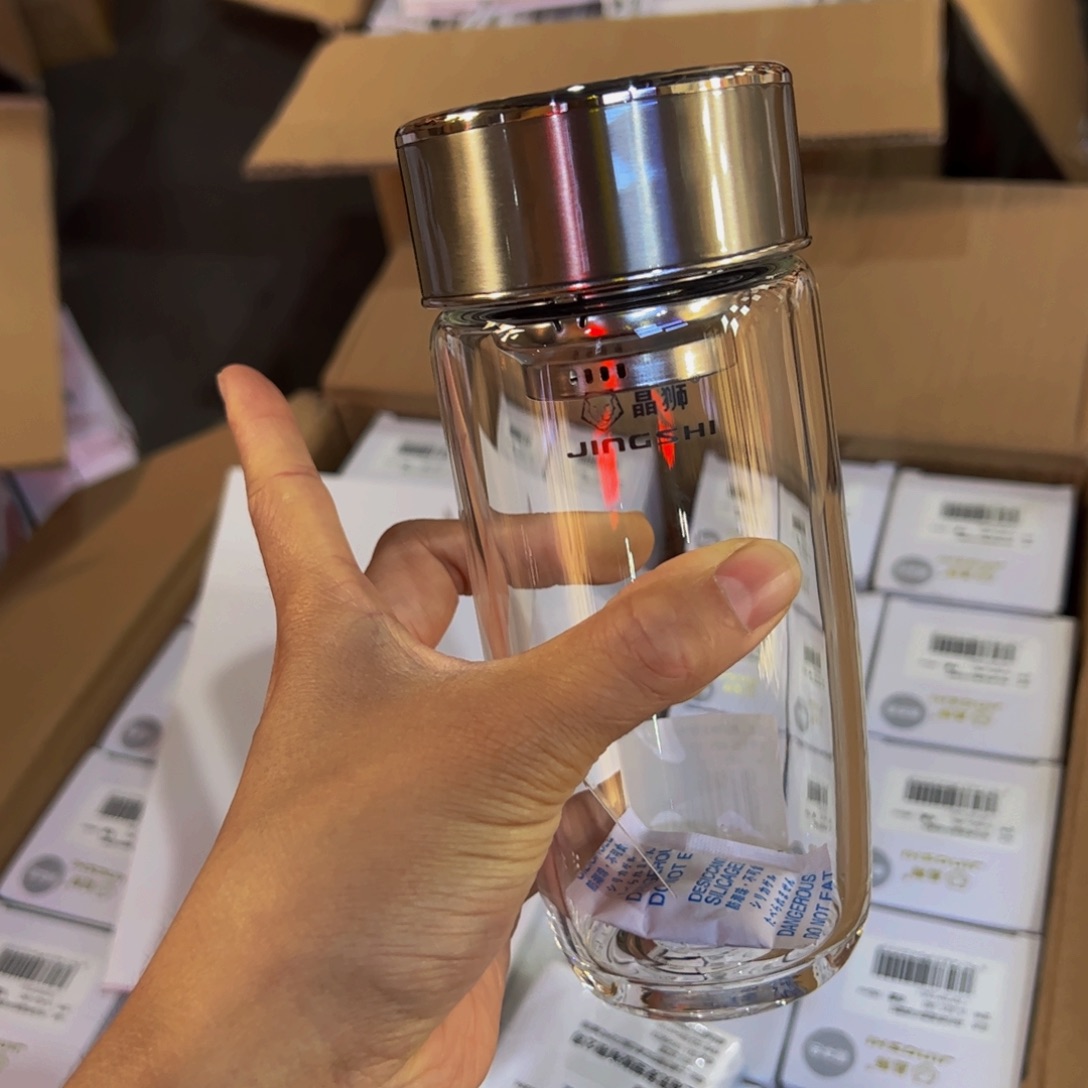 晶石单层烫手玻璃杯380玻璃杯本色提环380