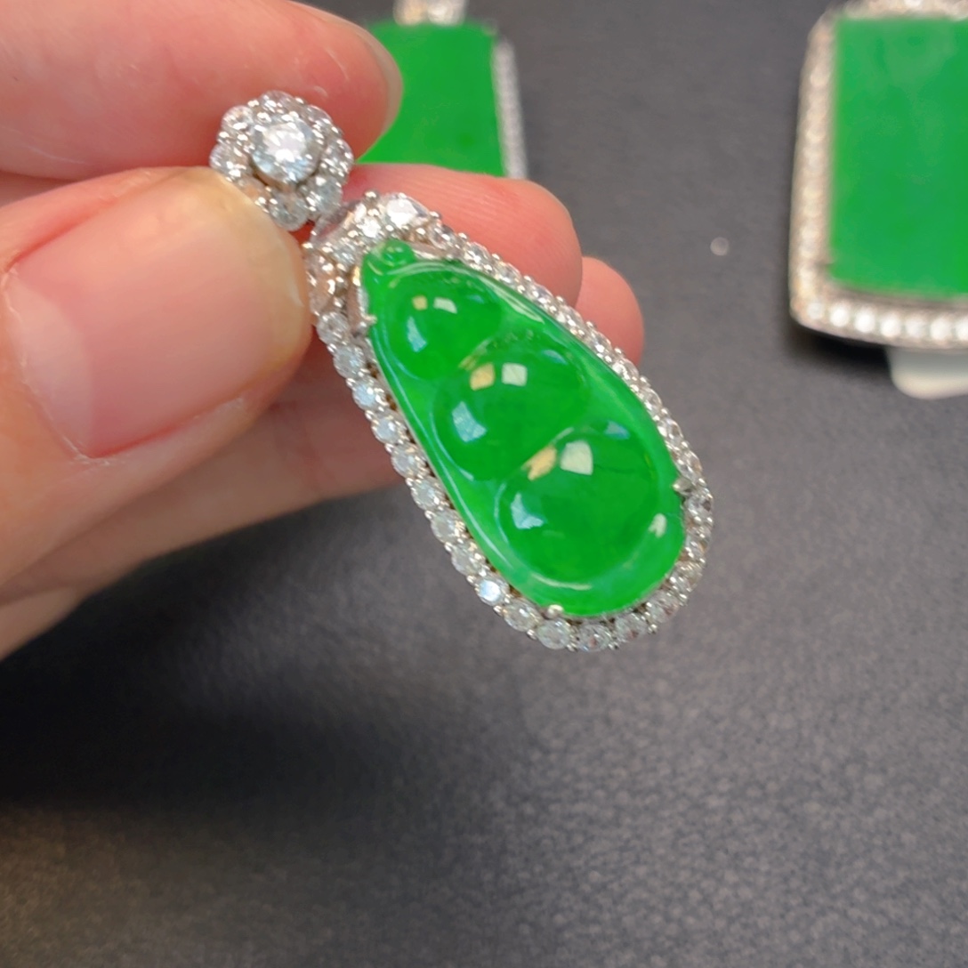 翡翠银S925镶嵌吊坠(不含链)