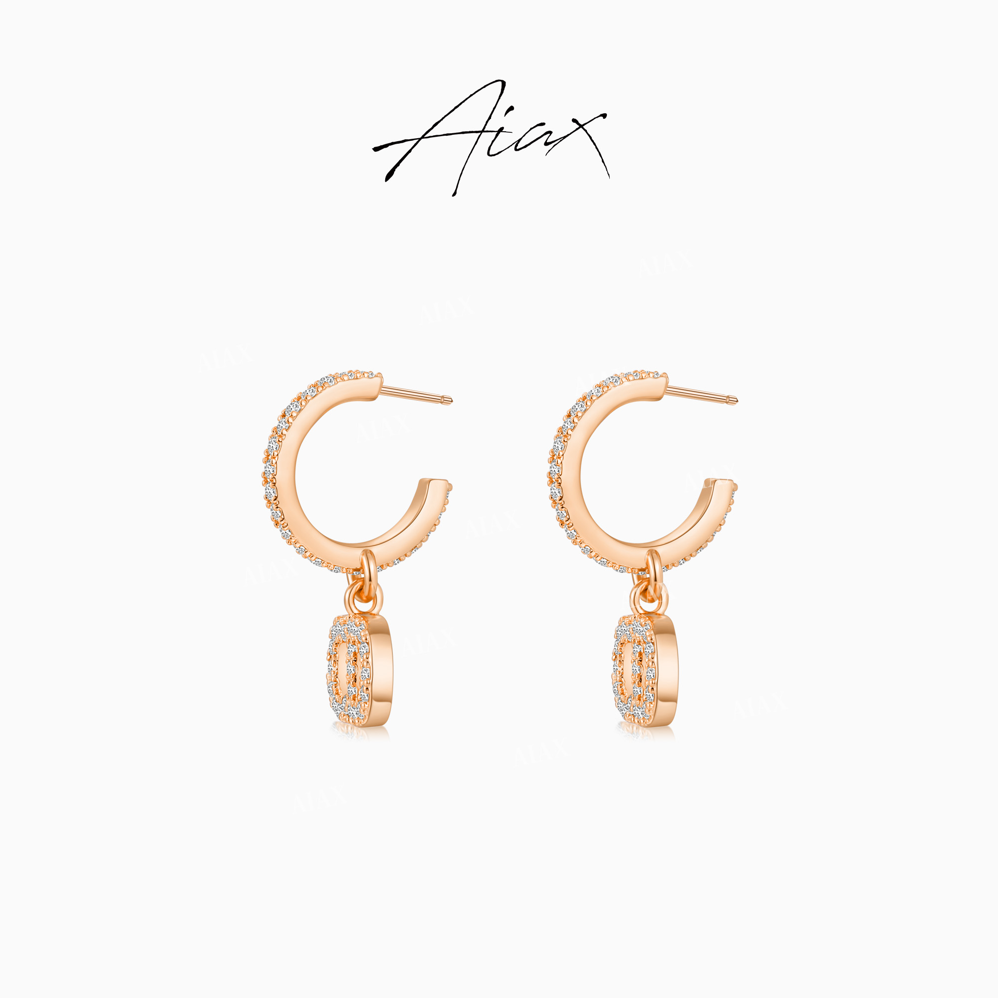 AIAX 镀K金 奢华镂空气质时尚设计百搭简约字母耳环TSL850
