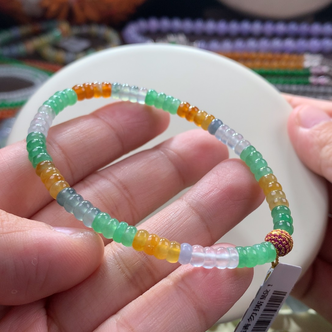 翡翠手链未镶嵌经典福禄寿多宝算盘 卡4.8