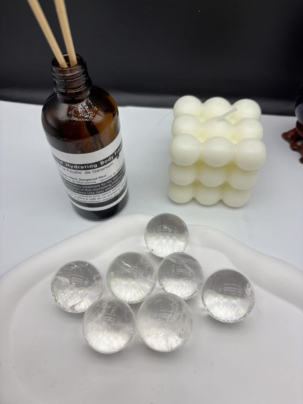 天然白水晶球摆件