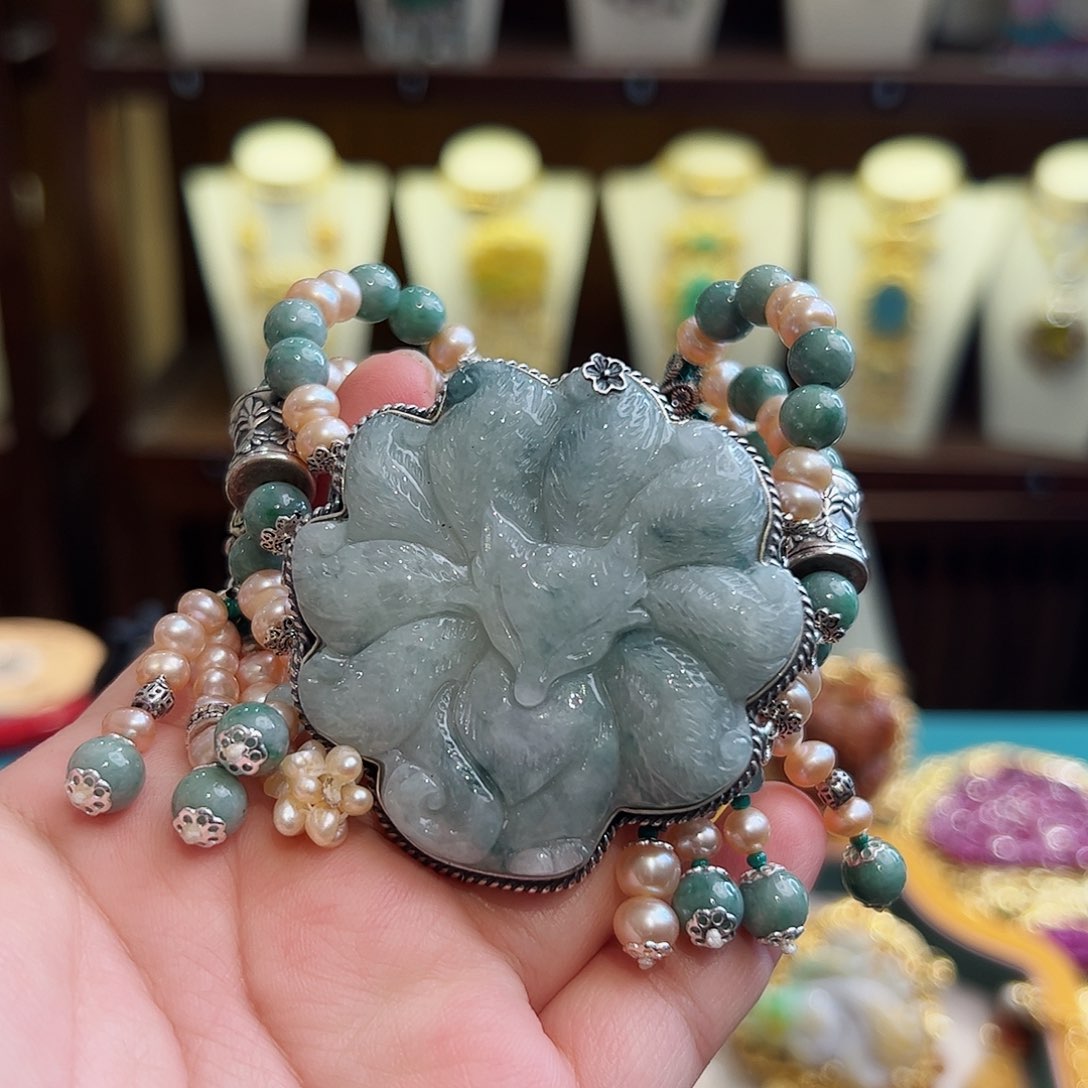 翡翠手链银S925镶嵌古风