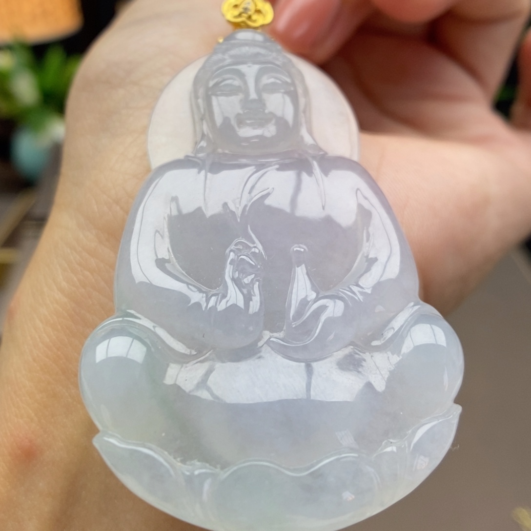 翡翠18K金镶嵌颈饰吊坠46