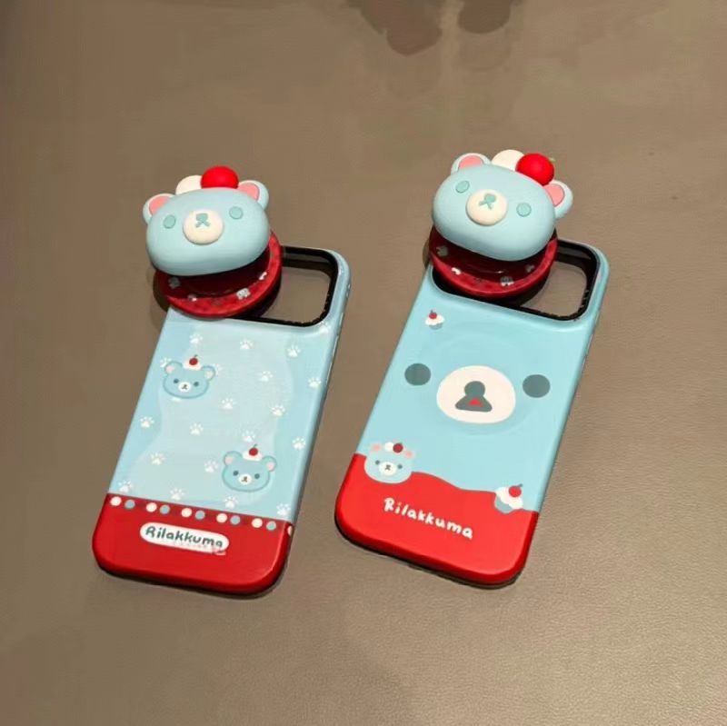 拼色波点轻松熊磁吸适用于iPhone17promax手机壳16少女心15可爱14
