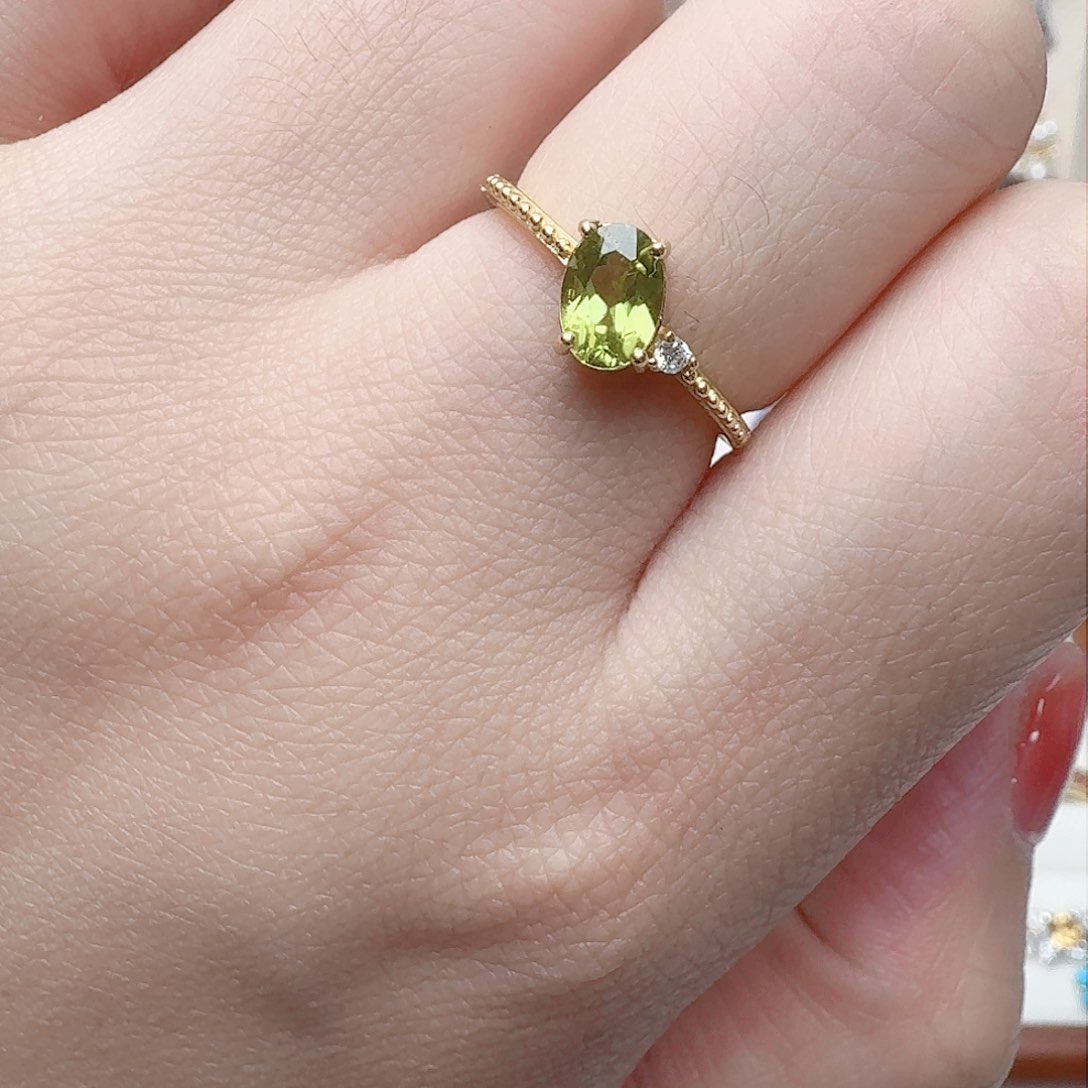 橄榄石戒指银S925镶嵌戒指742