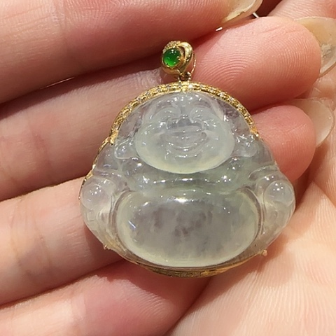 翡翠18K金镶嵌吊坠(不含链)