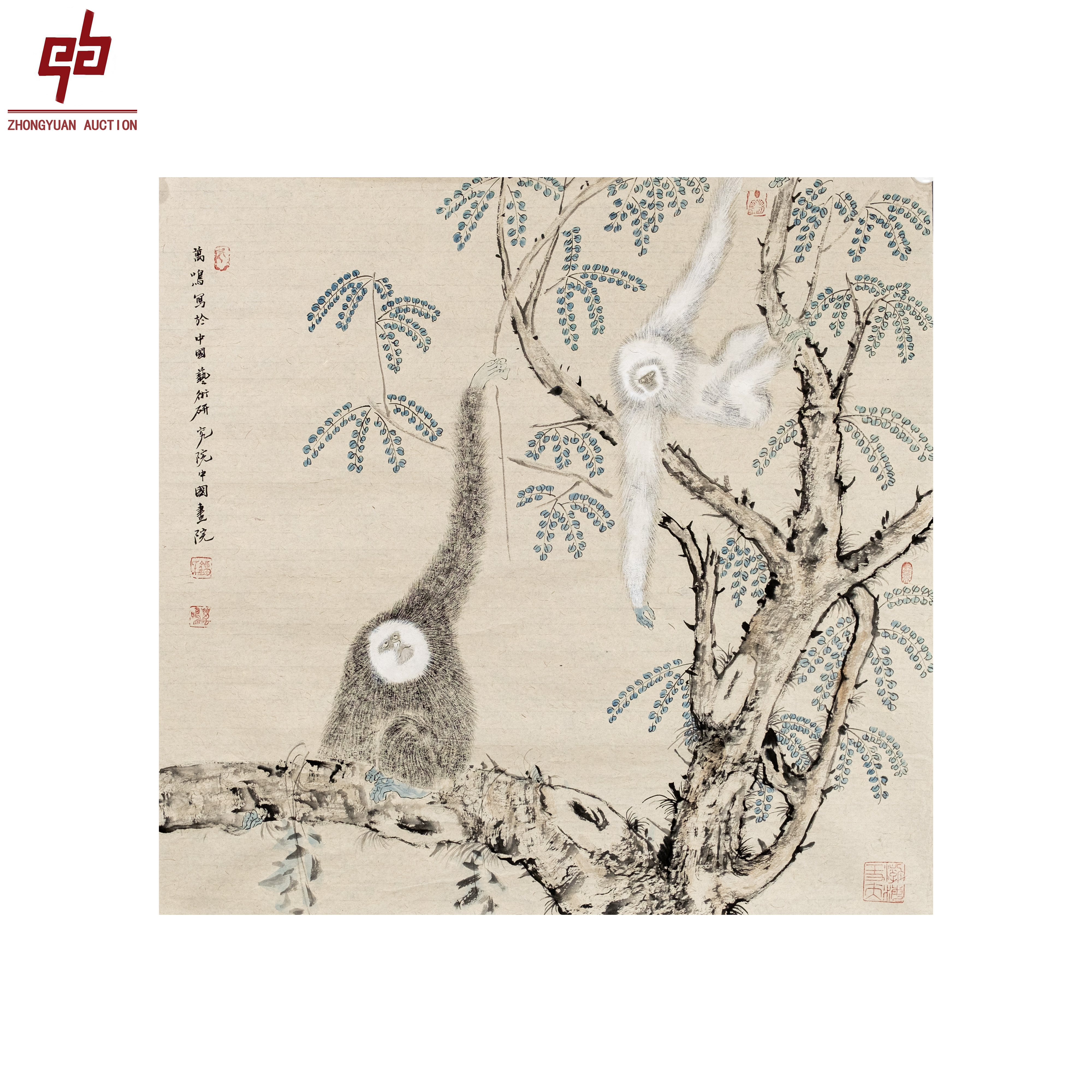 "lot7590 刘万鸣 猿猴 原片 69cm*68cm约4.2平尺"