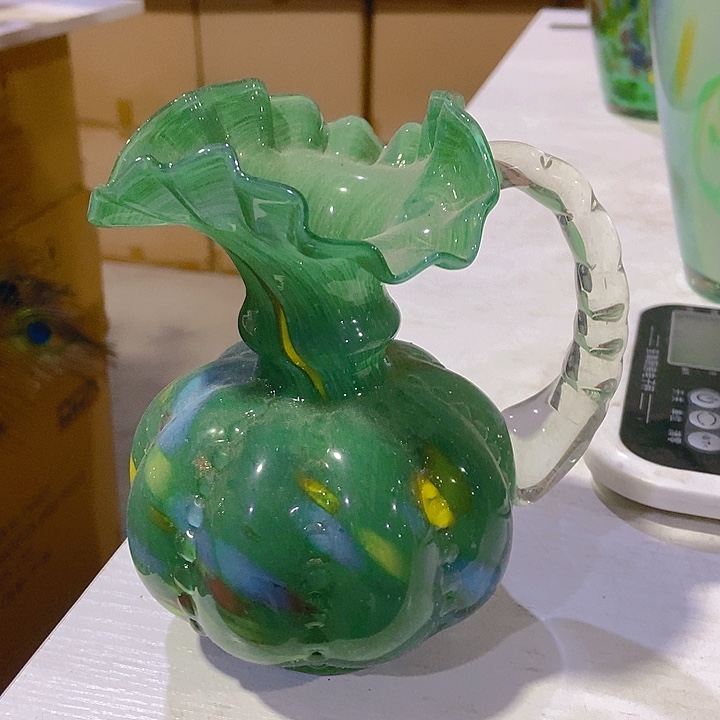 琉璃琉璃花瓶高14口3