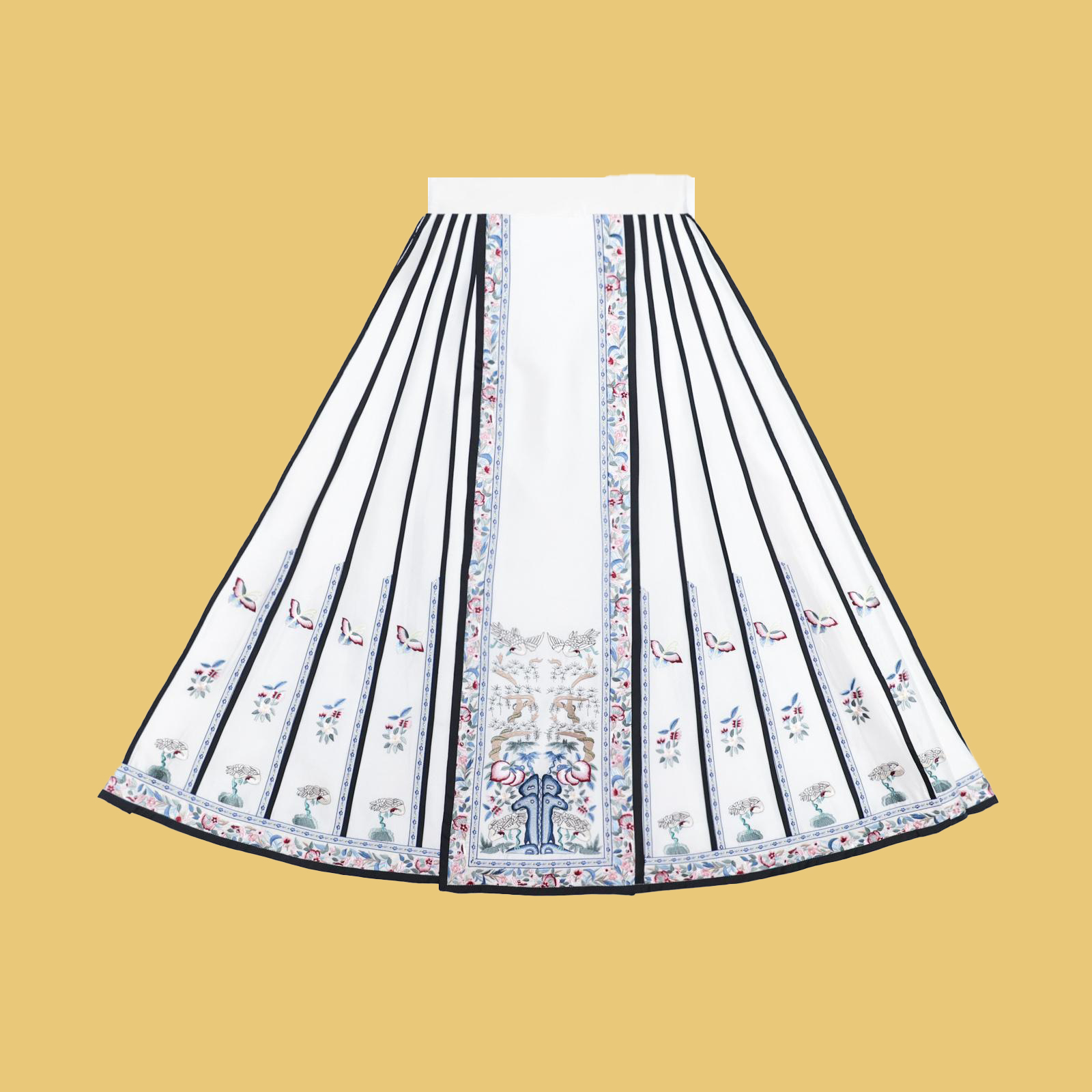 【白色马面】双宫丝重工刺绣22片马面裙