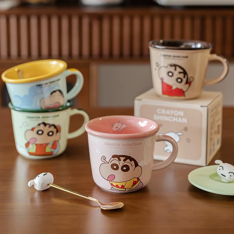 蜡笔小新刻度早餐杯可爱创意喝水杯家用学生