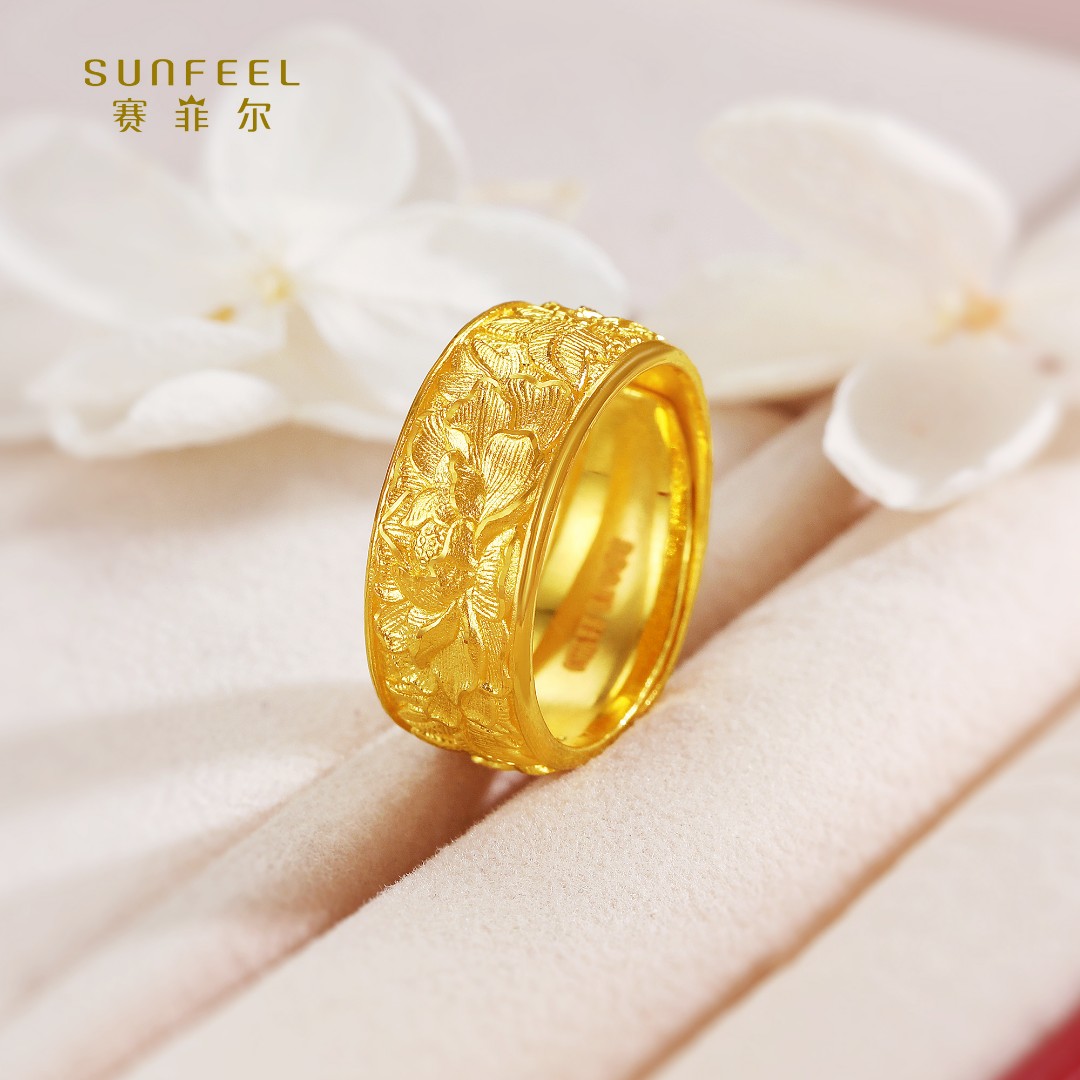 SUNFEEL/赛菲尔【十七店双旦礼遇】足金东方花悦牡丹戒指HJ01051950